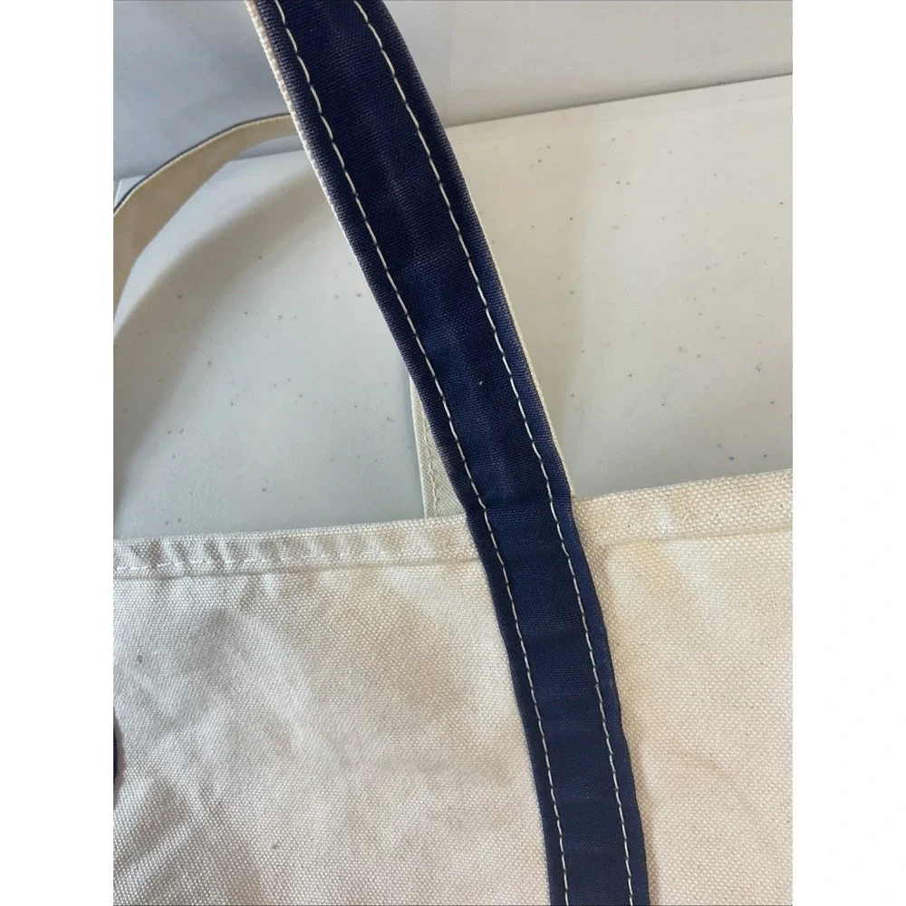 Vintage LL Bean Blue And White Canvas Boat & Tote XL‎ Size Sturdy Made in USA